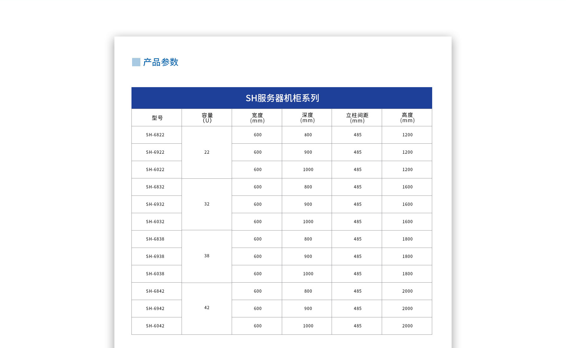 标准19英寸服务器机柜600深机柜产品参数